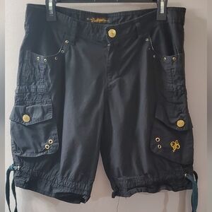 South Pole Black Cargo Shorts with Gold Details. Lots Of Pockets. Sz 9